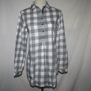 Tommy Hilfiger White Grey Tunic Roll Up Long Sleeve Top Size 2